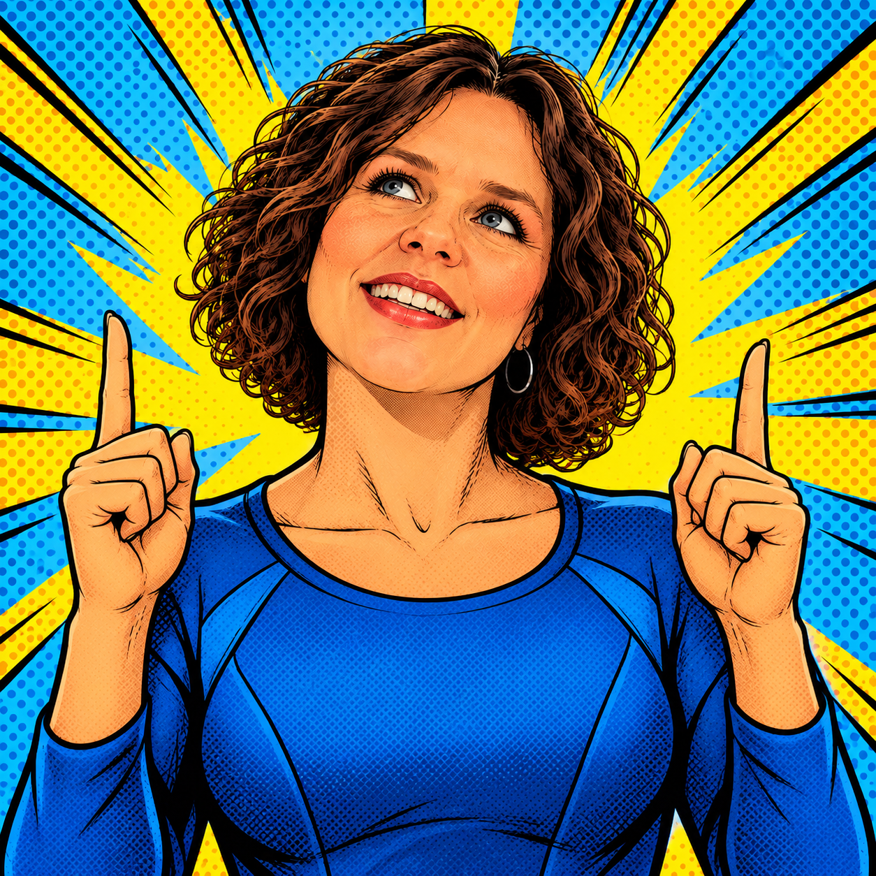 Retrato de Zaira Ferrer en estilo cómic, consultora de marketing y gamificación